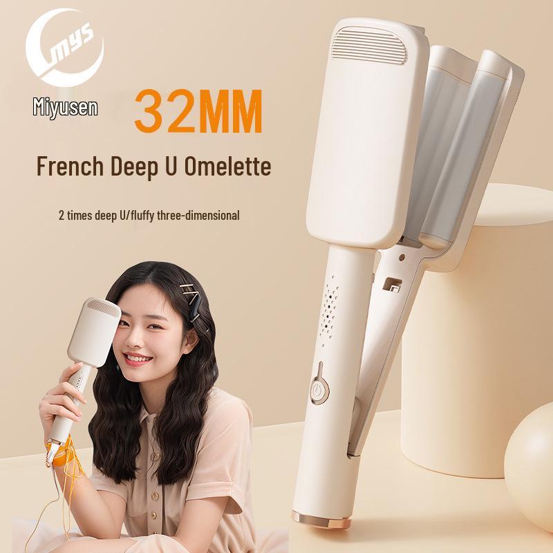 32mm Egg Roll Curling Iron with Negative Ion Technology for Large Curls, Short Hair, and Water Waves. розовый