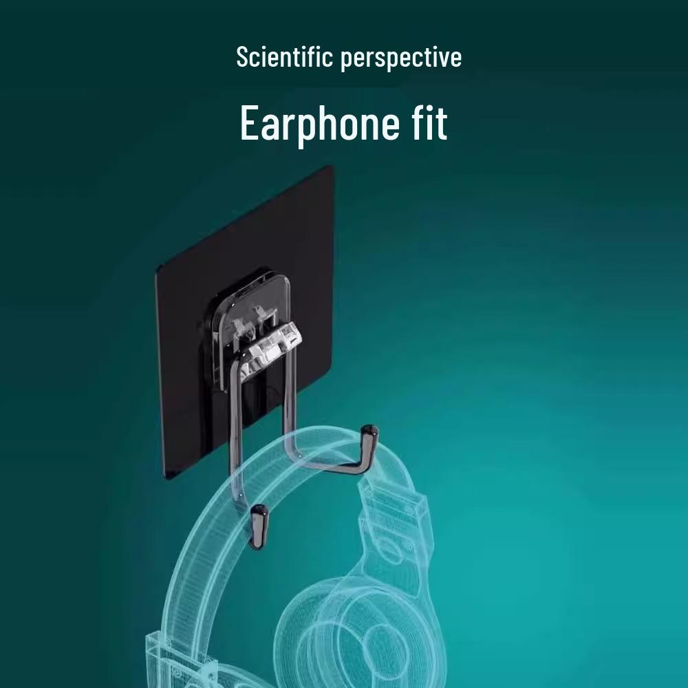 Adhesive Wall-Mounted Headphone Holder: Punch-Free Headset Hanger & Storage Hook