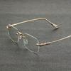 Damen Herren Rechteckig Randlos High-End Metall Transparente Verfärbung Brille, Geeignet für Tägliches Tragen, Mode Street Photography