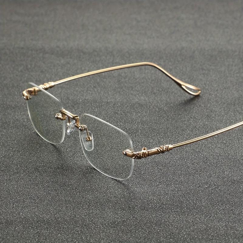 Damen Herren Rechteckig Randlos High-End Metall Transparente Verfärbung Brille, Geeignet für Tägliches Tragen, Mode Street Photography