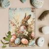 Tin Sign Retro Easter Rabbit Floral Wall Art Home Holiday Decor Metal Poster