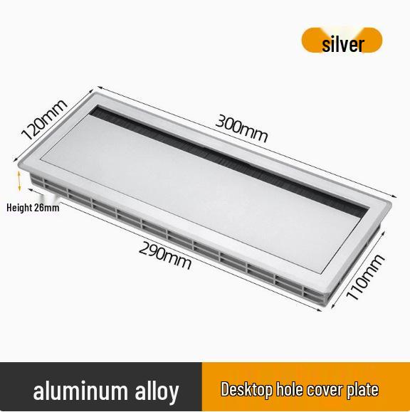Dustproof Aluminum Cable Management Box: Flip-Top Desk Wire Cover Plate with Brush