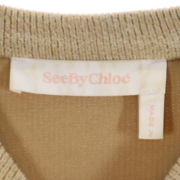 SEE BY CHLOE Long Sleeve Knit Trainer XS Beige Women Used