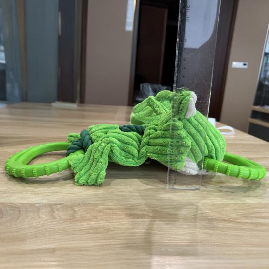 Tug of War Dog Toy Bite Resistant Tough Double Ring Plush Frog Dog Toy Boredom Relief Small Medium Dog Teething Cleaning Interactive Toy Pet Supplies
