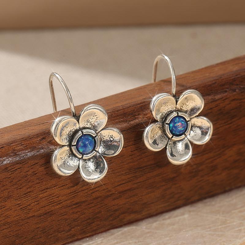 1 Pair of Vintage Hand Carved Flower Earrings, Women's Bohemian Style Daily Vacation Jewelry Accessories, Perfect Gift for Her