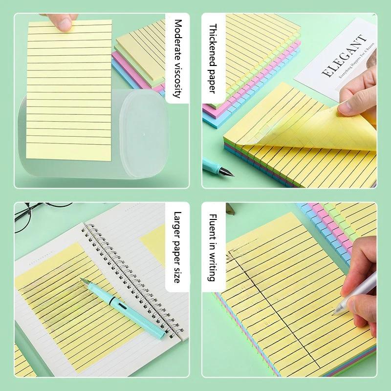 100/200 Pages of Horizontal Line Sticky Notes Paper Notebooks Large Student Office Sticky Notes Notebook Notes Article Summary