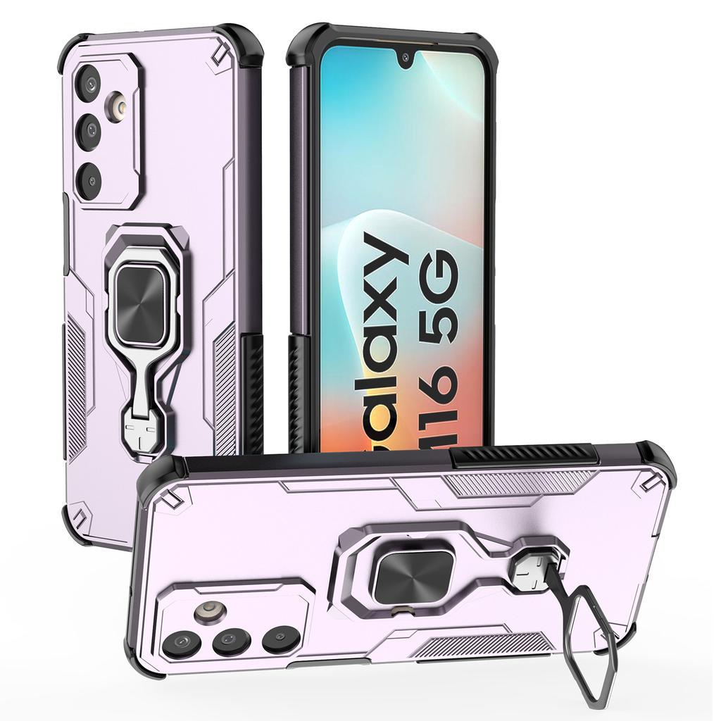 For Samsung Galaxy M16 5G Case Rotatable Ring Kickstand PC+TPU Shockproof Phone Cover