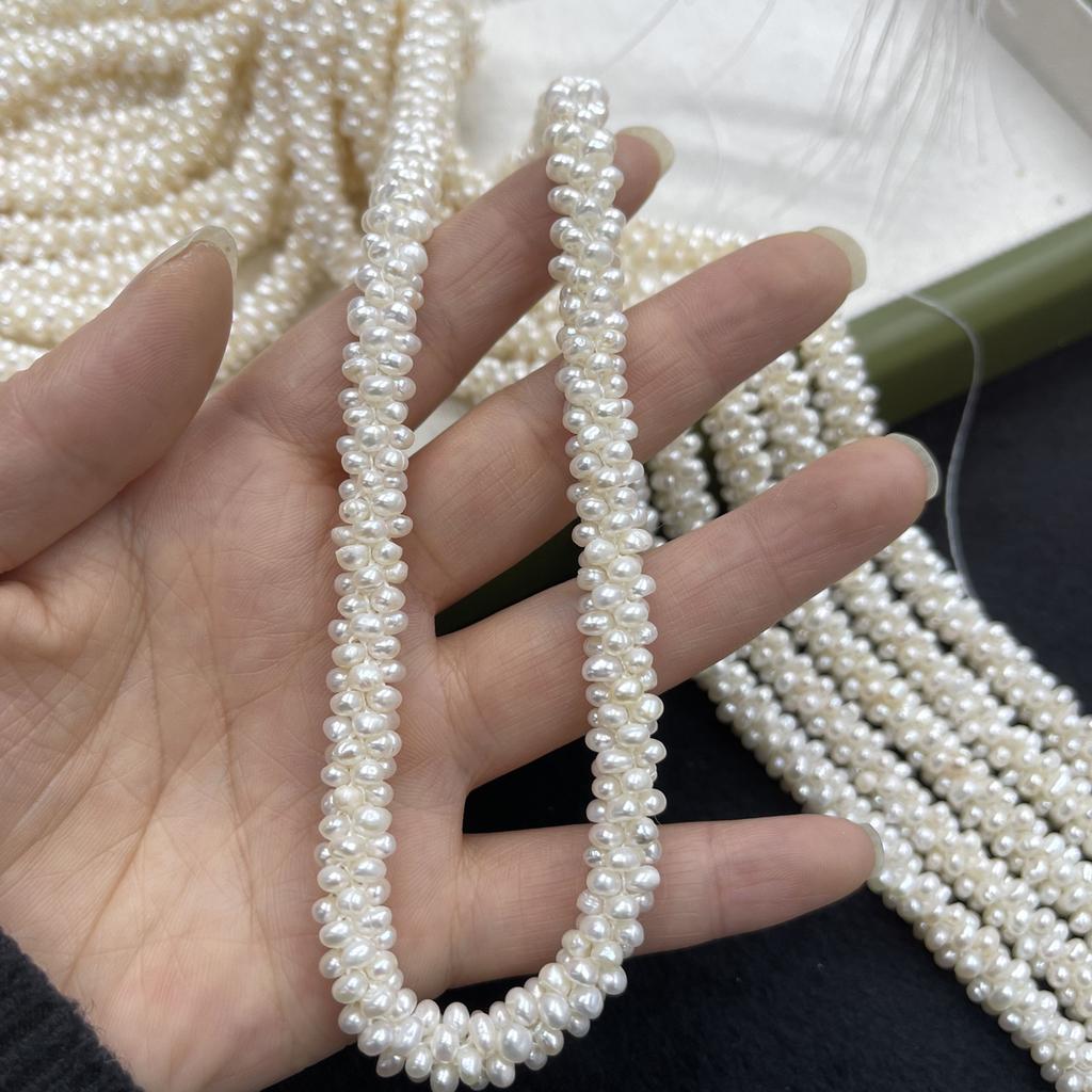 1String 9-10mm White Natural Freshwater Pearl, Handmade Caterpillar Shape Pearl Beads for Jewelry Making DIY Necklace, Bracelet Accessories 36cm