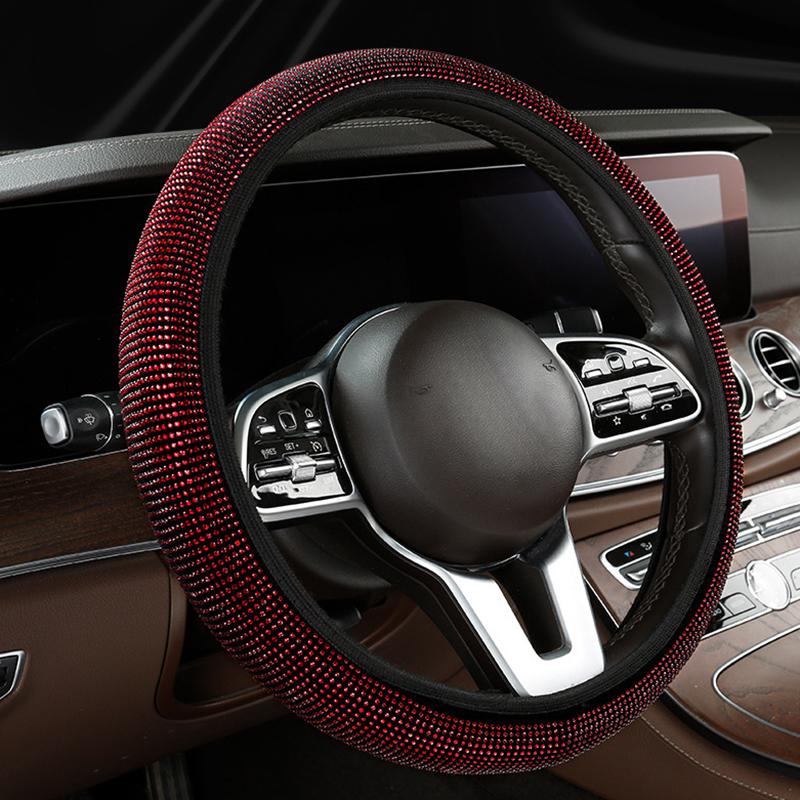 Auto-Lenkradbezug für Frauen und Mädchen, süßer Glitzer, Lenkradbezug mit Bling-Diamant-Auto-Lenkradschutz