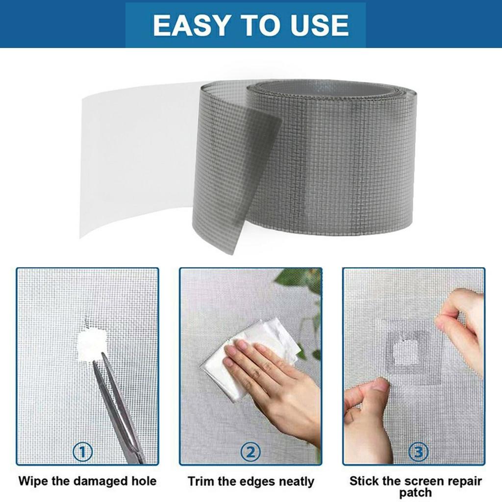 Strong Self Adhesive Window Screen Repair Tape Window Net Screen Repair Patch Covering Up Holes Tears Anti-Insect Mosquito Mesh