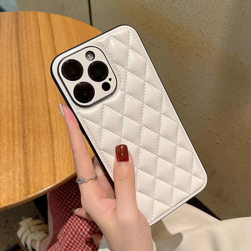 

Three-dimensional puff check small fragrance style leather phone Case For iPhone 16 Pro Max 16 + 15 Pro 14 pro max Hard Cover iPhone 15