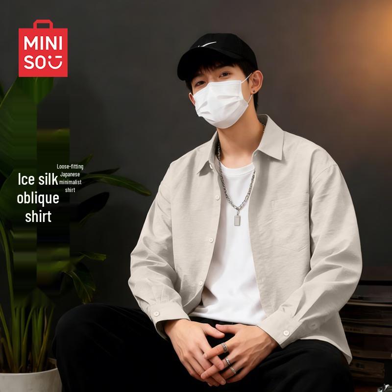 MINISO Men s Japanese Style Long Sleeve Lapel Shirt M