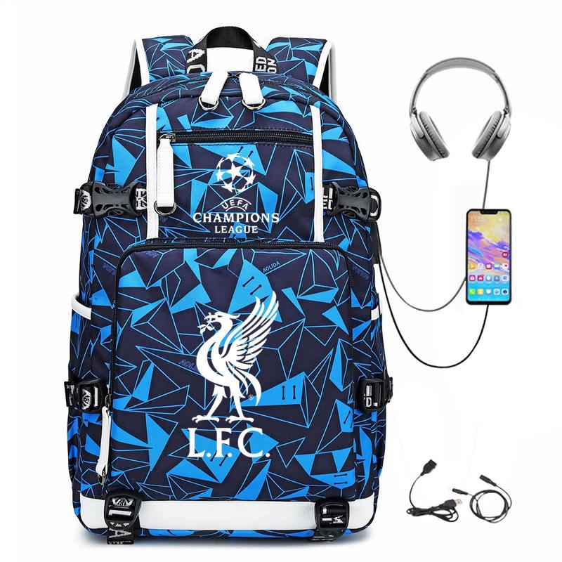 Football Printed Student Backpack Multifunctional Usb Interface Large Capacity Leisure Travel Backpack