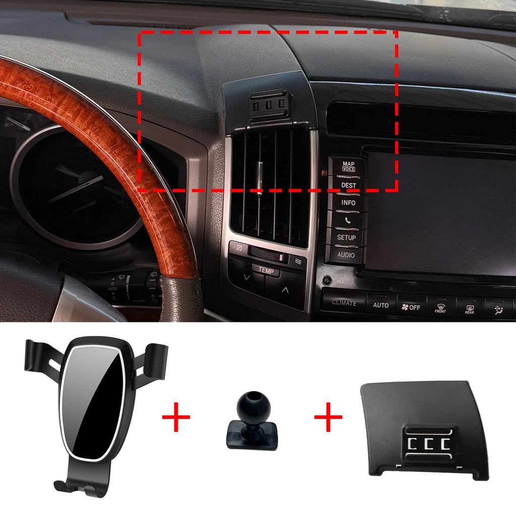 Support de téléphone personnalisé adapté pour Toyota Land Cruiser 2007 2008 2009 – 2015, Base d'écran de tableau de bord, sans perceuse pour