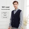 Hengyuanxiang Men's Pure Wool Button Vest Cardigan