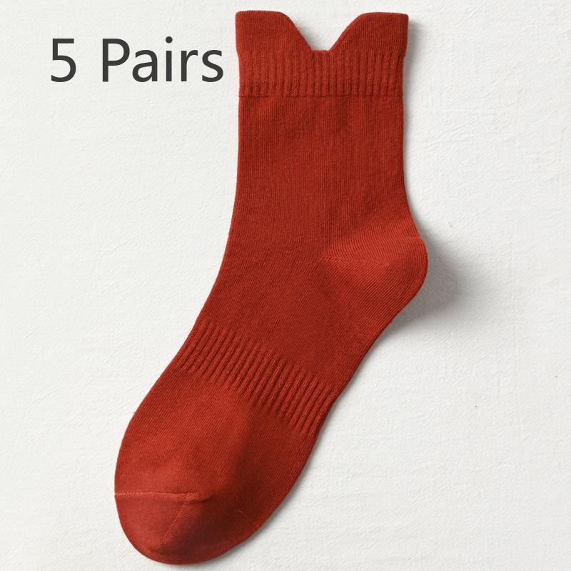 

5 пар мужских носков-труб для отдыха на весну и лето, однотонных, антипиллинговых, дезодорирующих, универсальных 5 Pairs ржавый красный