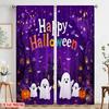 2pcs,2D Plane Printing Popular Curtain Panels Ghosts_ Pumpkins_ and Bats Polyester Easy Install (without Rod) Home Decor Perfect