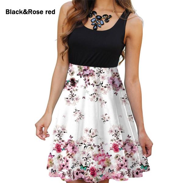 Damenmode, Sommer, Frühling, einfarbig, ärmellos, O-Ausschnitt, Freizeitkleider