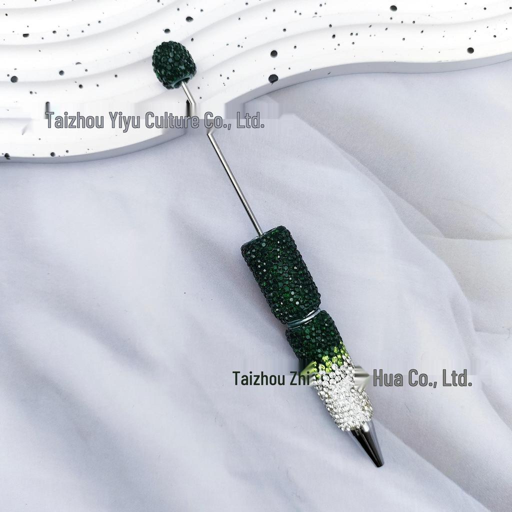 Gradient Rhinestone Beaded Pen - Multicolor, Full Coverage, Pearlescent, Round Beads, Cute Particle Design