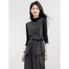 Xinfeiyu Women's Oblique Placket Wool Blend Vest Coat