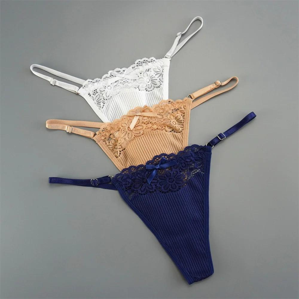 3Pcs/Pack Women Sexy Thong  Low Waist Sexy Underwear Hollow Out Lace Panties Lingerie Superior Comfortable G-String Fast Send