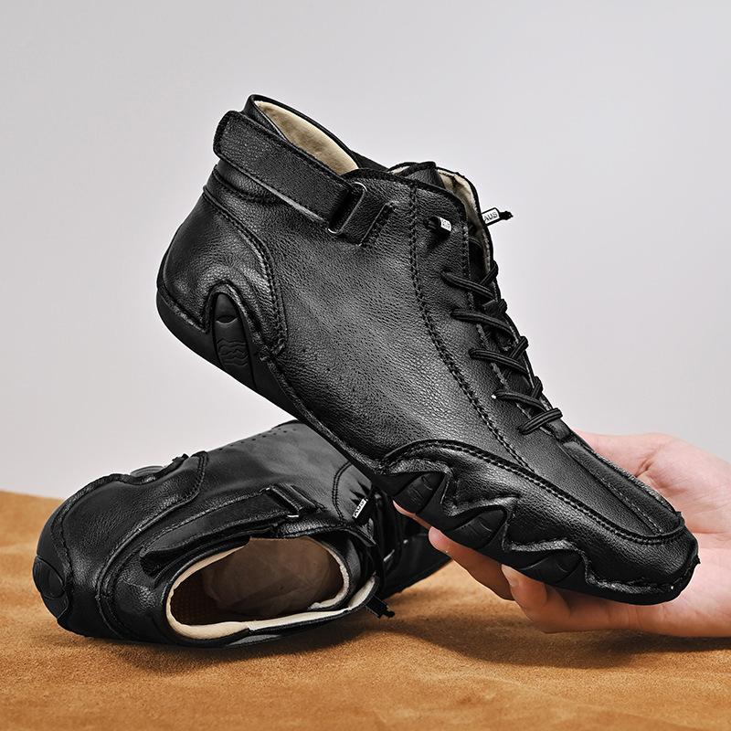Fashion 2024 Men's Shoes Casual Shoes Ankle Boots Retro Winter Warm Plush Men Shoes Flat Lace Up Non-slip Trend Short Snow Boots
