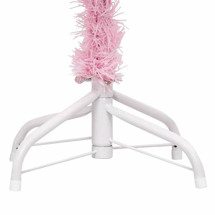 Maison Exclusive - Arbre de Noël artificiel pré-éclairé et boules rose 180 cm PVC
