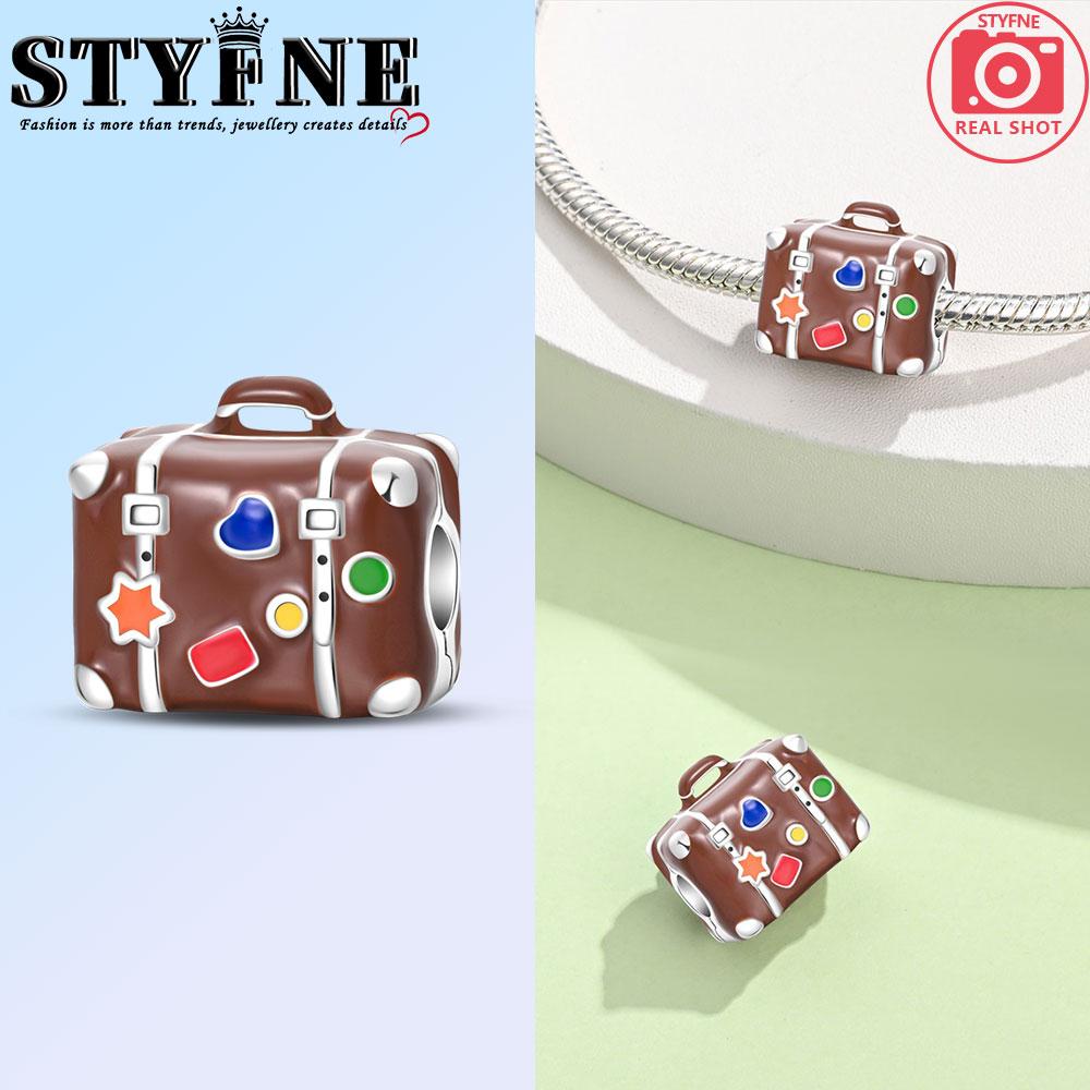Copper Fashion Colorful Travel Luggage Charms Beads Fit Original Bracelets Diy Anniversary Jewelry For Wome