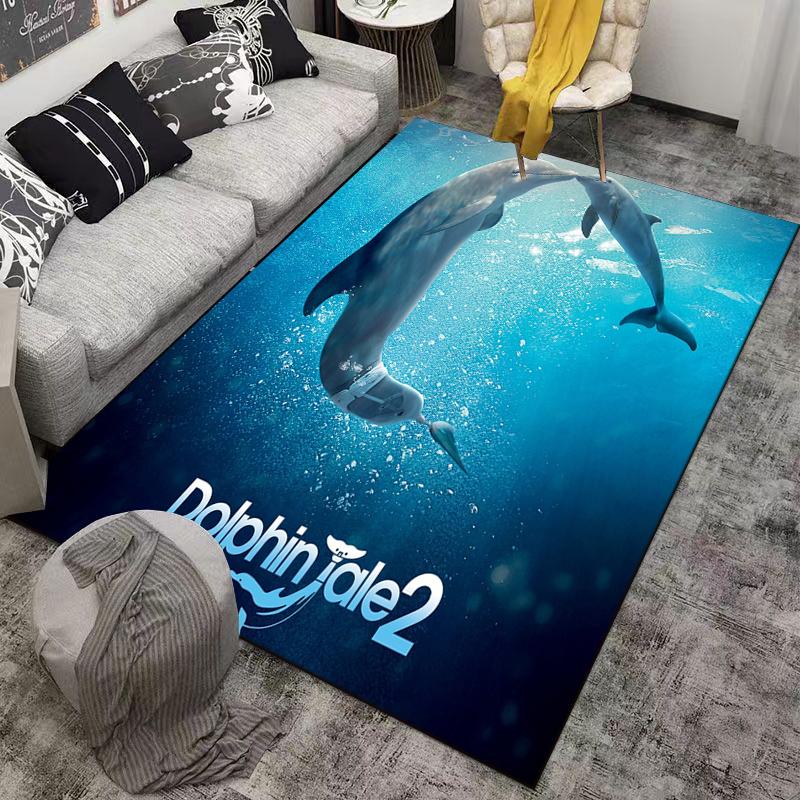 Dolphin Tale 2 Themed Carpet with Ocean Scene and Dolphins Suitable for use as an anti-slip for living room bedroom sofas