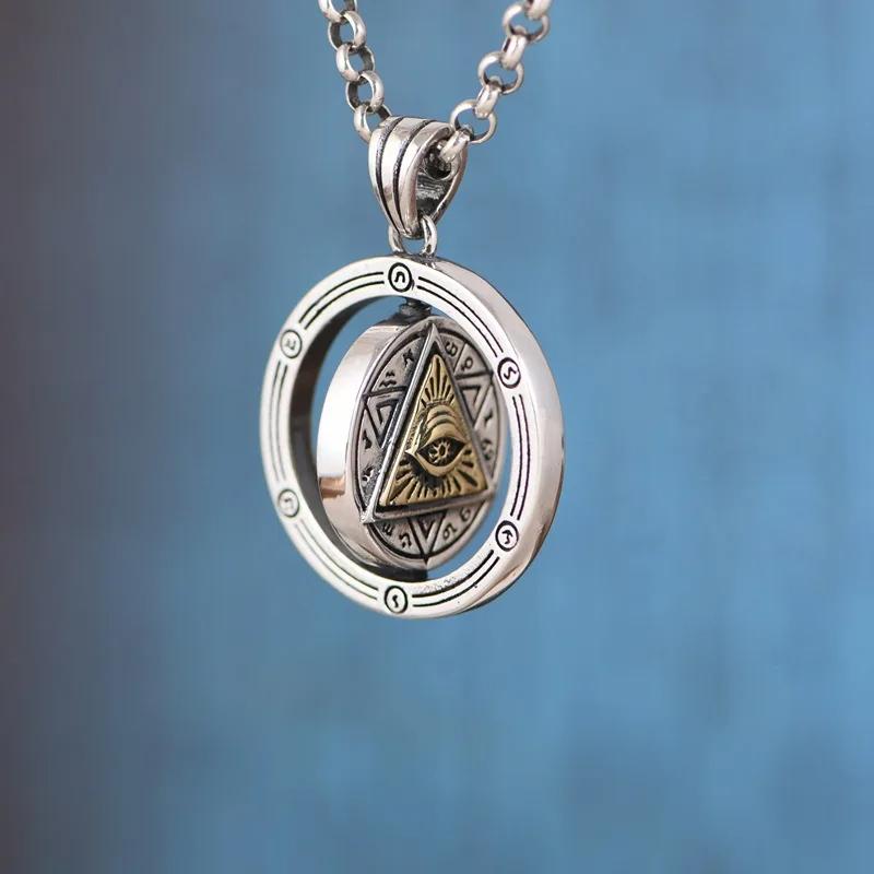 Eye God Triangle Necklace Pendant Amulet Talisman Ancient Egypt Egyptian Protect Magic Evil Demon Ghost Jewelry Gift Hip Hop Rock Goth Gothic