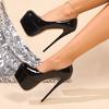 Platform Heels Women Wedding Shoes Female Sexy Thin High Heels 16cm Pumps Women Black Patent Leather Ladies Shoes Plus Size35-43