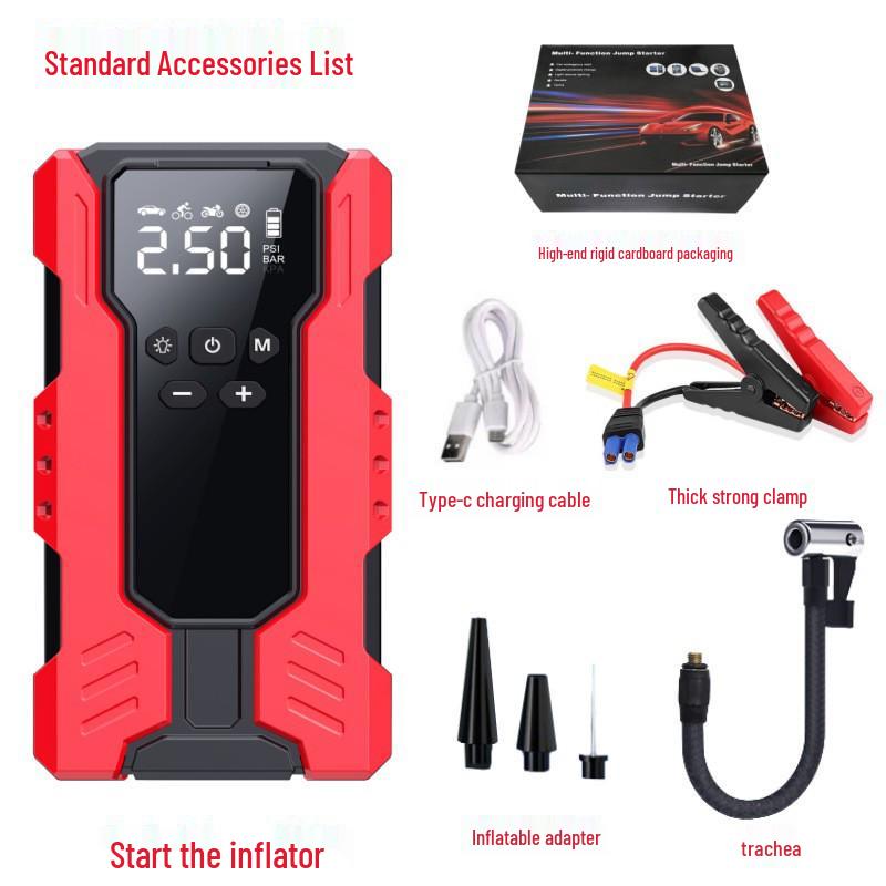 Wireless Car Air Pump & Jump Starter with Tire Pressure Gauge