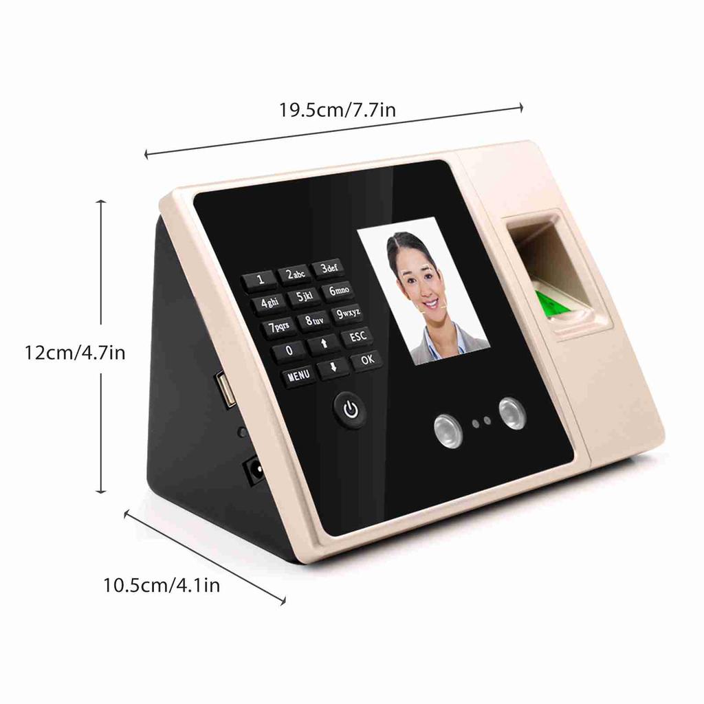 Attendance Machine with HD Display Screen Time Clock Support Face Fingerprint Password Employee Checking-in Recorder
