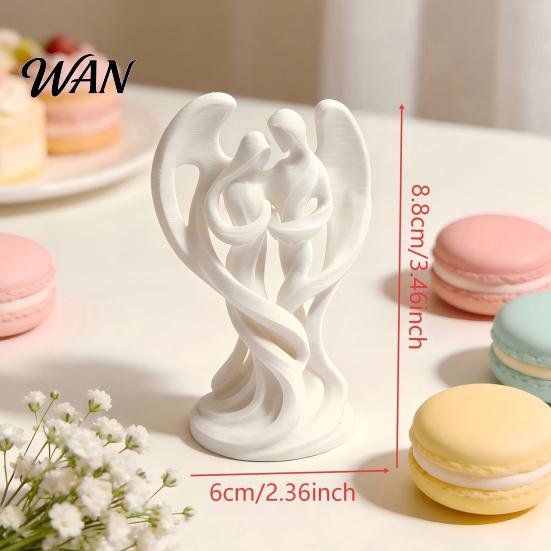 Pure White Angel Decor Mother And Child Ornaments 3D Printed Smooth Lines Versatile Home Decoration Compact Decorative Figurine Symbolizing Protection