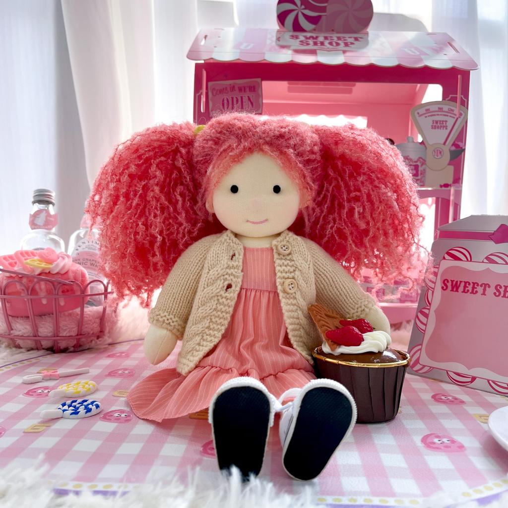 BlissfulPixie Waldorf Doll Handmade Doll Caroline 30cm Soft Girl Cute Stuffed Animal Best Doll for Kids -
