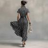 2026 European and American Cross-border Temu Amazon Independent Station Temperament Professional Women's Clothing Short-sleeved Striped Shirt Dress