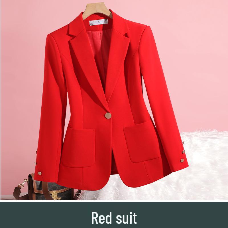 

Женский красный приталенный блейзер 2025: Элегантный весенне-осенний костюм высокого класса для офиса и отдыха 3XL