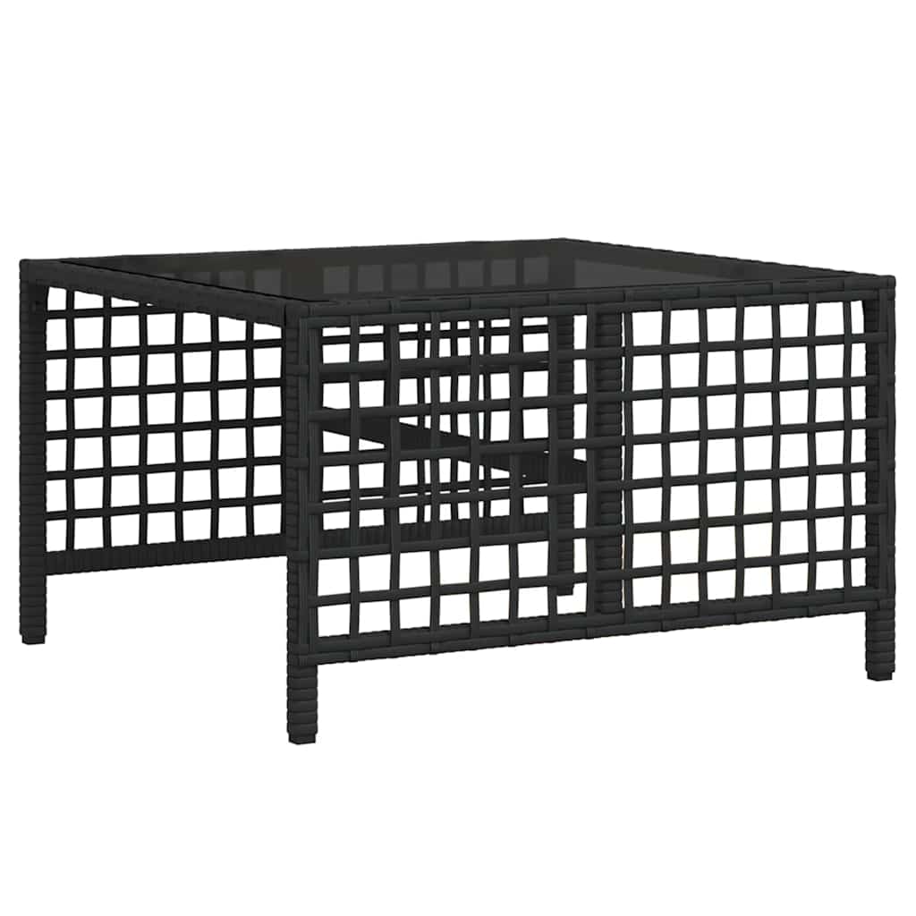3 Piece Garden Corner Sofa Set with Cushions Black Poly Rattan