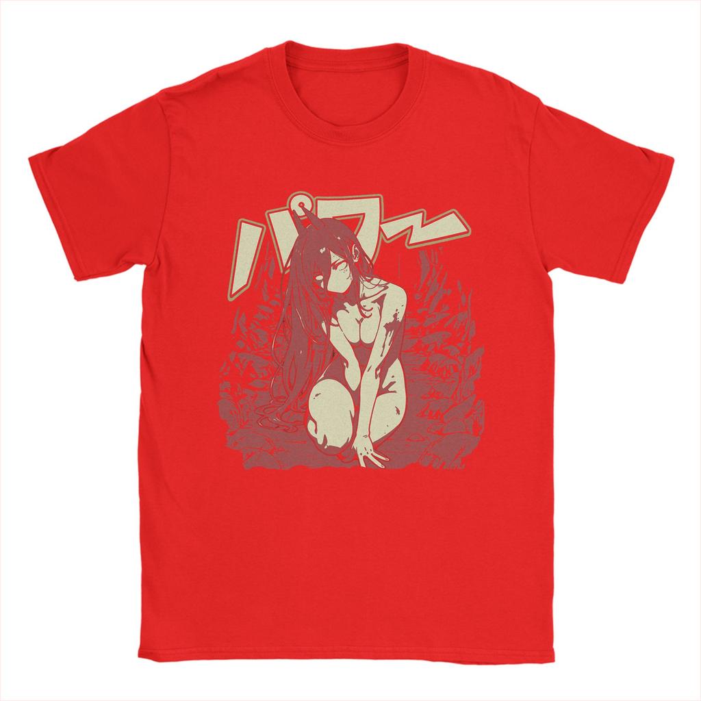 Power Chainsaw Man Japanese Anime T Shirts Men 100% Cotton Novelty T-Shirts Round Collar  Tees Short Sleeve Clothing Summer