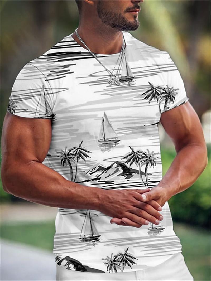 ETST 03 Zomer Hawaiiaanse Heren T-shirt 3d Print Boom Grafische T-shirt Mode Korte Mouw Kleding Oversized Camiseta Streetwear Tee tops M