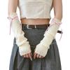 Thermal Ribbed Fingerless Gloves Lovely Ruffle Ribbed Arm Coverage Winter Accessories