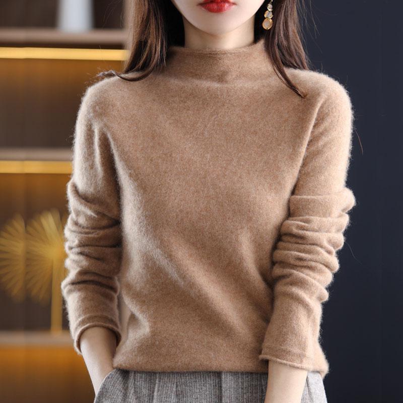 Damen Kaschmirpullover Qinghe Kaschmir 30% Kaschmir 70% Wolle Damen Herbst und Winter Kaschmirpullover weich und warm
