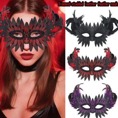 Black Feather Bird Beak Eagle Half Face Mask Cosplay Animal Bird Mouth Leather Masks Halloween Carnival Party Costume Props