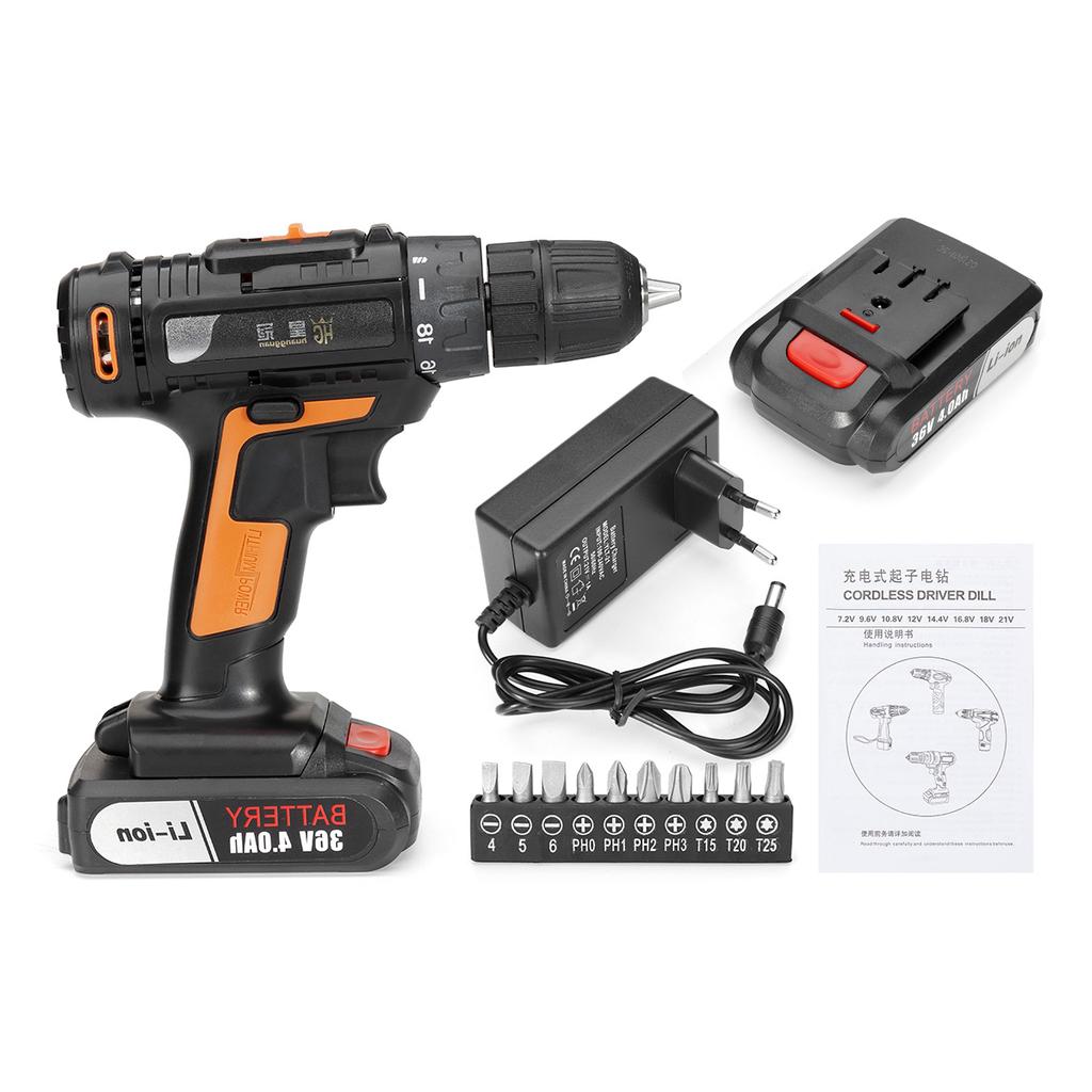 Buy 36V 2 Batteries Cordless Rechargeable Double Speed Electric Drill