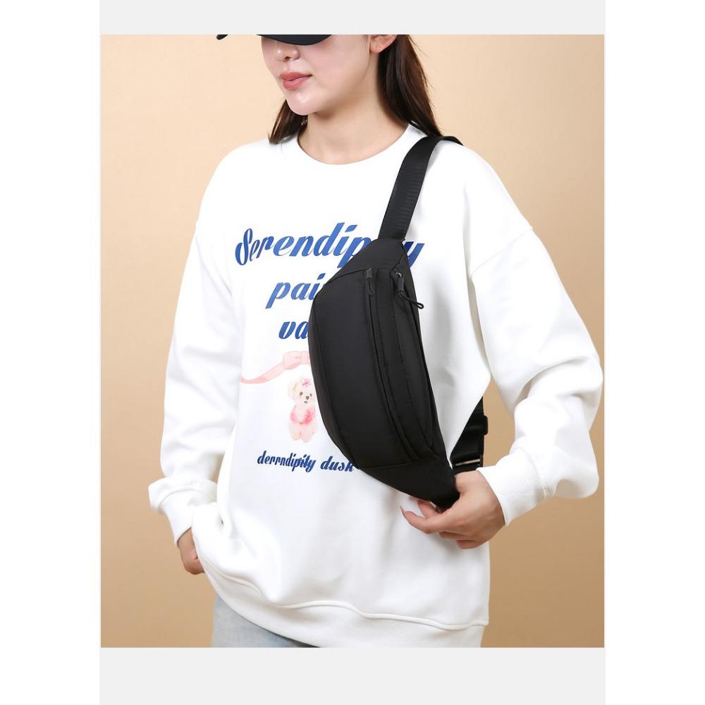 Women's Outdoor Solid Color Lightweight Multi-Pocket Sports Waist Chest Bag