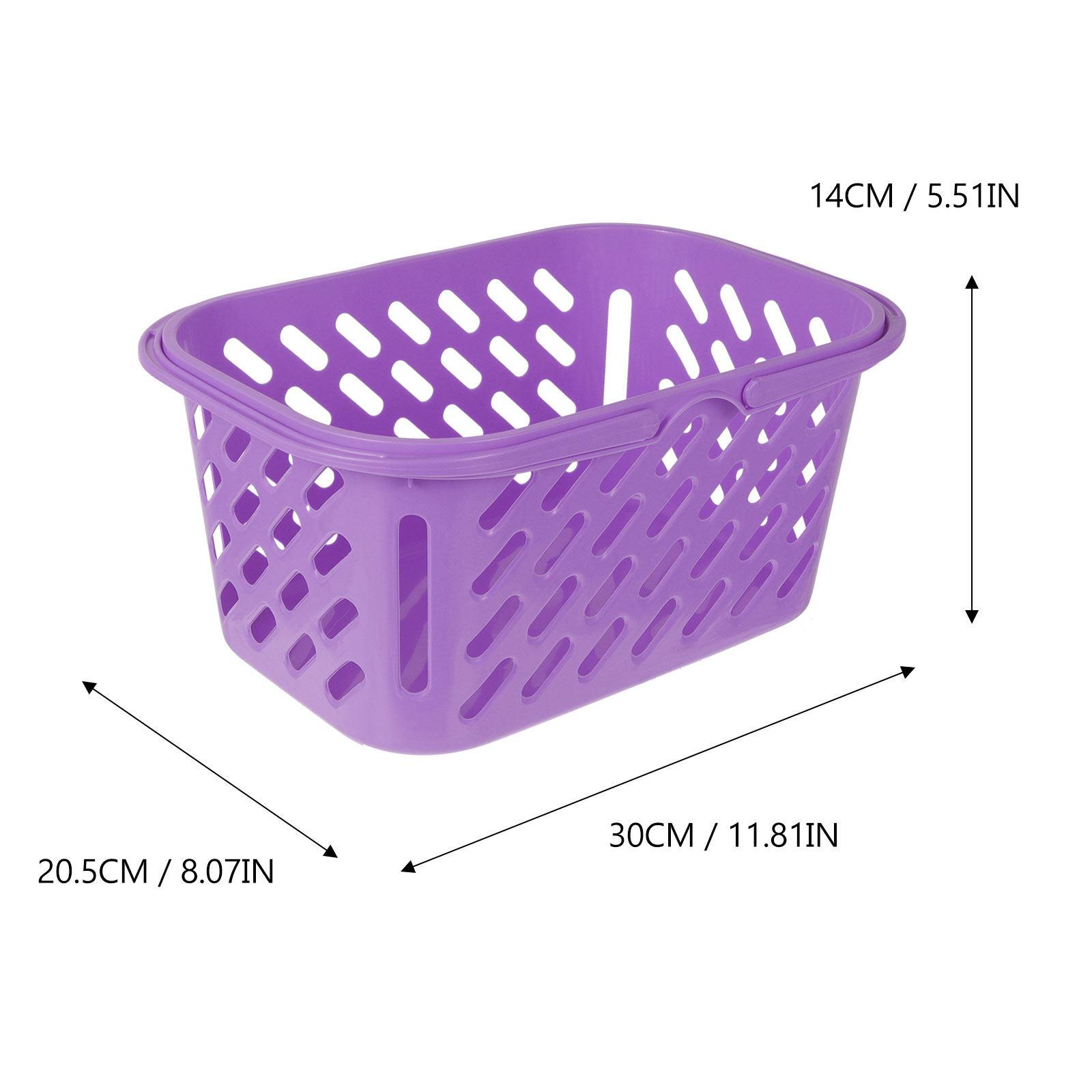 

Plastic Shopping Basket Double Folding Handles Wear Resistant Large Capacity Storage Basket for Supermarket Home Bathroom Фіолетовий
