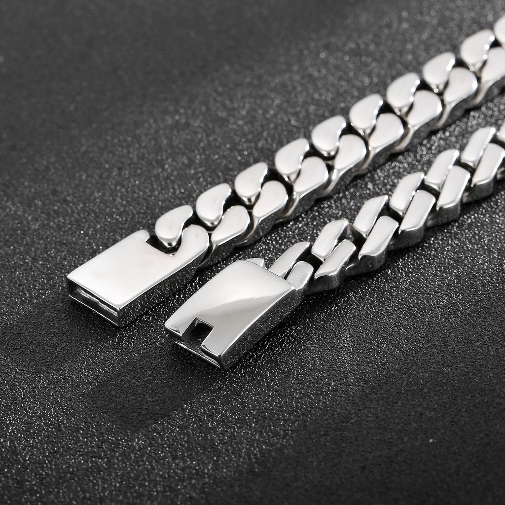 Kalen 12mm Trend Curbs Cuban Chain 316L Stainless Steel Men's Bracelet Popular Simple Jewelry Punk Link