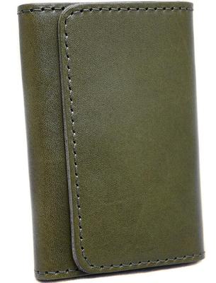 Green Tochigi Leather Business Card HolderCard Case for Men and Women, Made In Japan with Genuine Tochigi Leather. Lightweight, with Snap Closures,