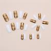 24Pcs Medium Square Press On Nail Full Cover Gold and White Maple Leaves Design Glossy Full Cover False Nail for Women
