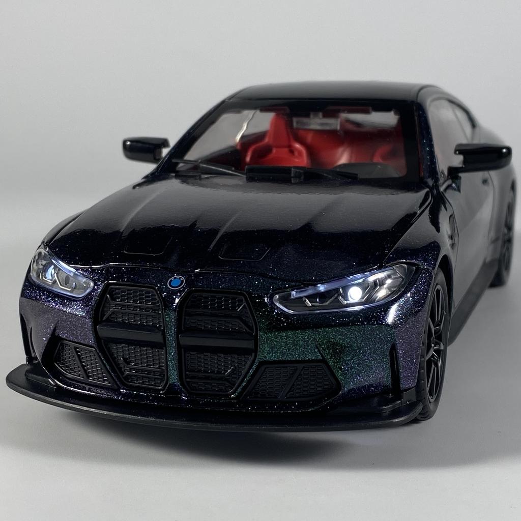 1:24 BMW M4 High Performance Sports Coupe Alloy Diecast Model Children Toy Cars Sound & Light Pull Back Christmas Gifts For Boys